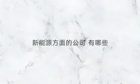 新能源方面的公司 有哪些